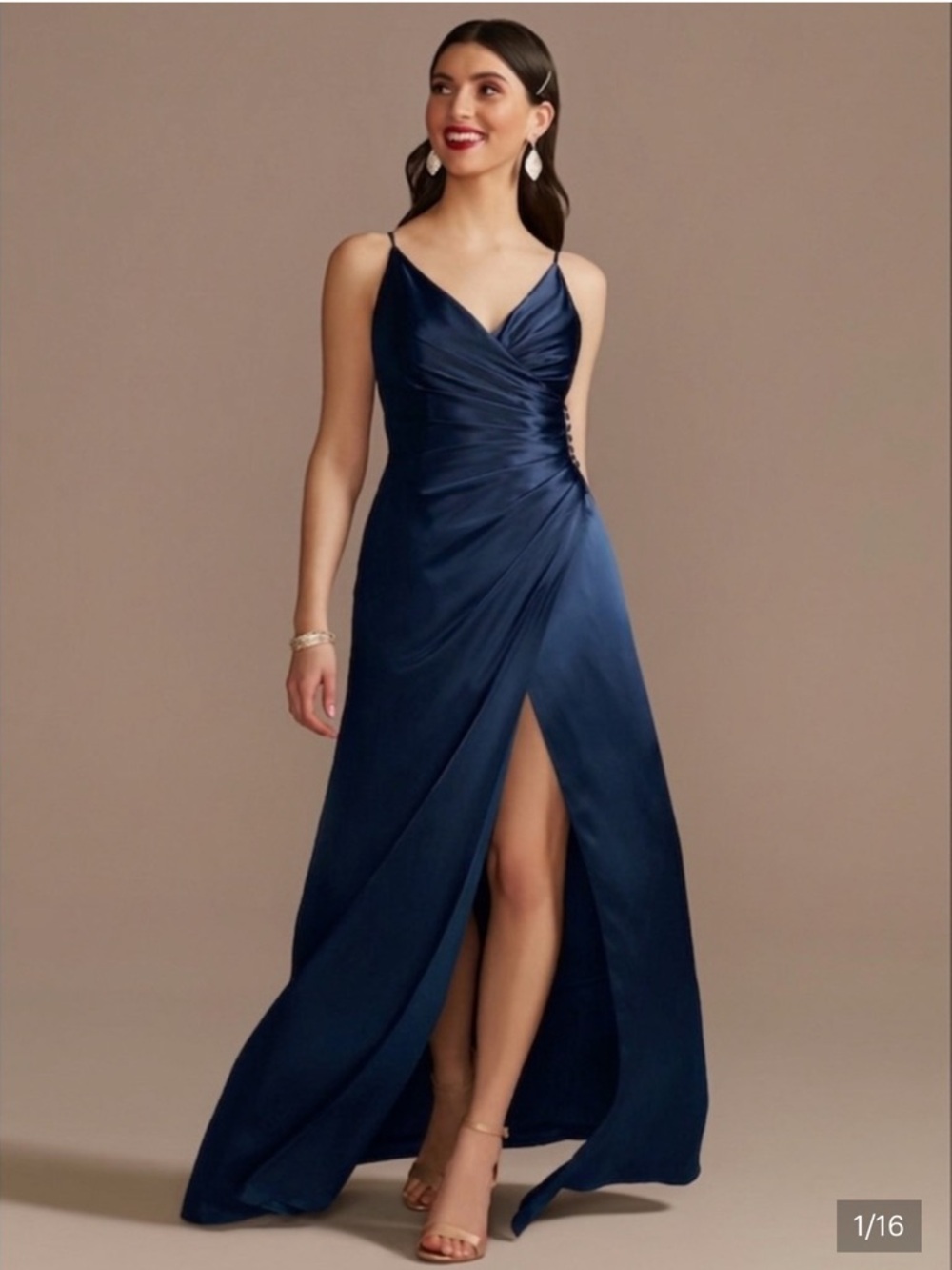 Galina Signature | Charmeuse Draped Strappy Gown Dress